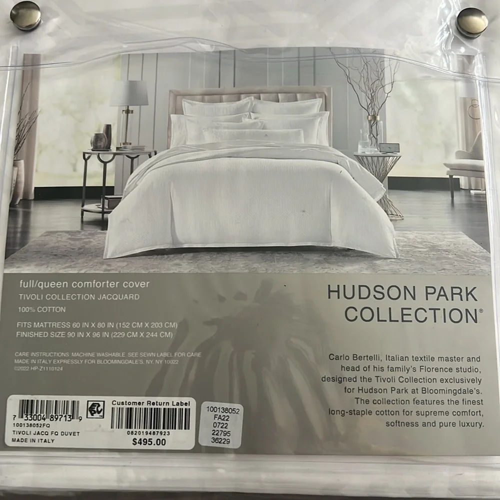Hudson Park Collection Italian Tivoli Jacquard Duvet in White, Full/Queen, $495